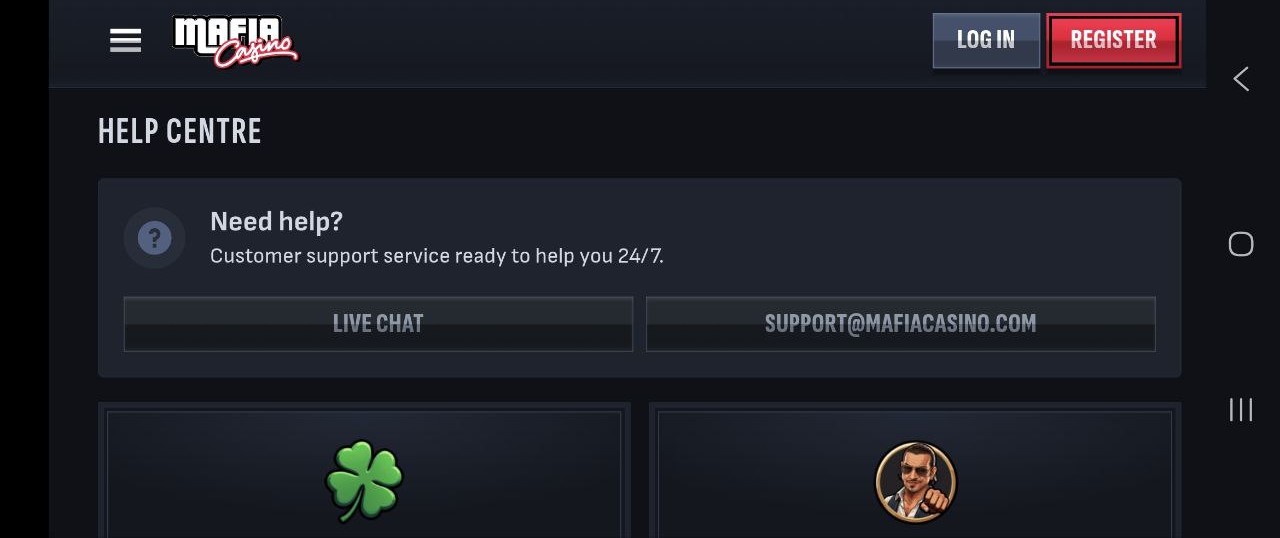 Contact MafiaCasino support via live chat or email anytime