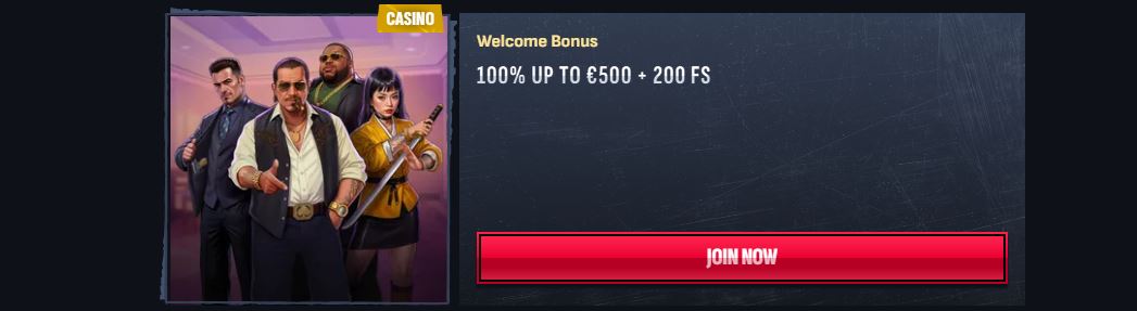 Claim MafiaCasino welcome bonus up to 500 euro plus free spins